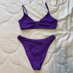 Purple Textured Bikini Set